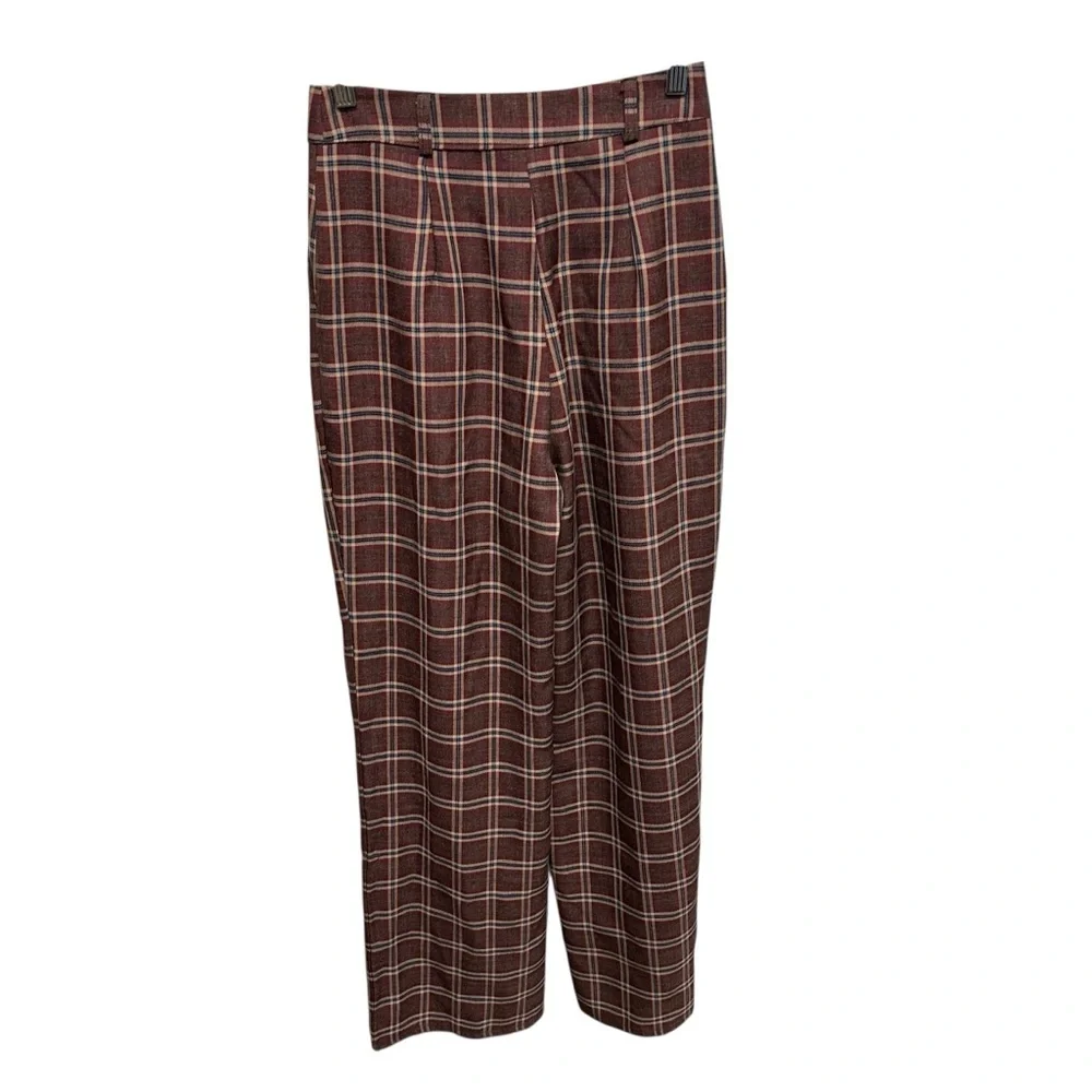 Nasty Gal wide leg trouser red plaid pleated high rise women’s 0 punk grunge - Picture 2 of 9